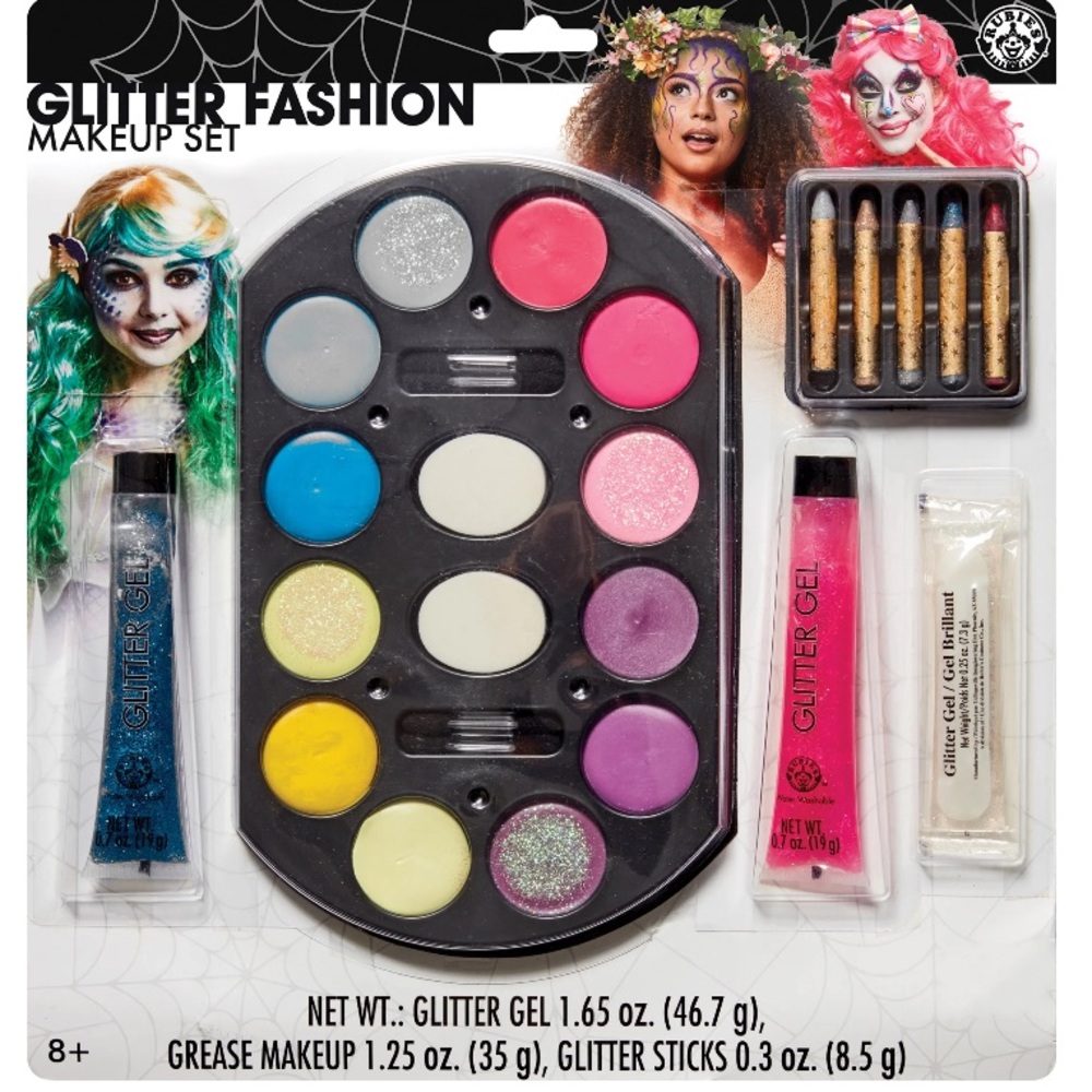 Rubies Deluxe Glitter Make-up Kit 12 color tray 5 color sticks